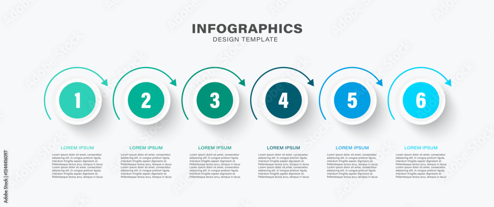 Poster 6 steps vector infographics design templates with numbers and text