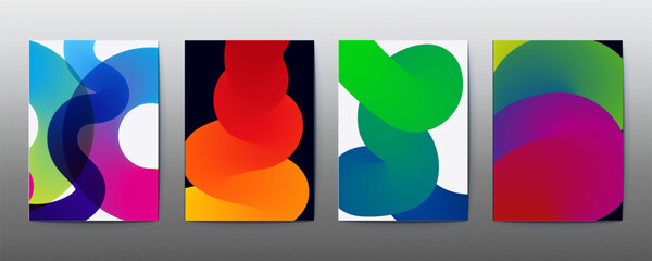 3d poster design, abstract poster set design, poster design background vector set. Cover template with vibrant abstract gradient geometric shape. Ideal design for social media, flyer, party