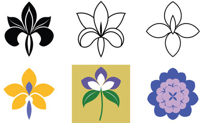 Obraz premium Set of colorful flower illustrations with decorative floral patterns