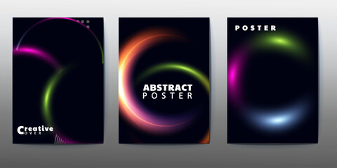 3d poster design, abstract poster set design, poster design background vector set. Cover template with vibrant abstract gradient geometric shape. Ideal design for social media, flyer, party