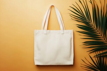 Beige Canvas Tote Bag Mockup - Blank Eco-Friendly Shopping Sack Perfect for Sustainable Fashion