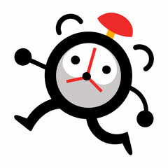 Character alarm clock run  silhouette vector illustration