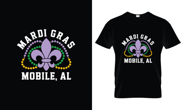 Mardi Gras Mobile T-Shirt Mobile AL Fleur De Lis Beads