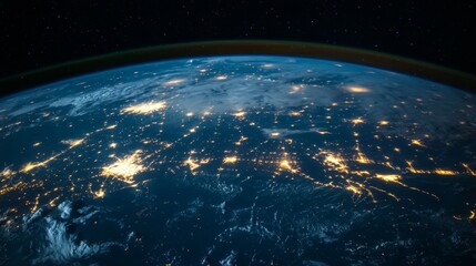 Obraz premium Global nighttime view of earth from space satellite imagery science stunning perspective illuminated landscapes