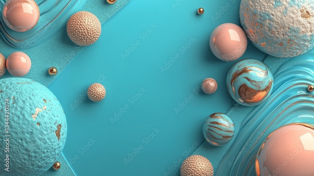 Poster frosted glass shapes are arranged on a blue surface in this 3d render of a visionary tech concept, l