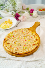 Pizza on a simple background