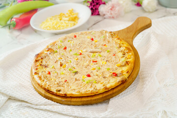 Pizza on a simple background