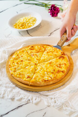 Pizza on a simple background