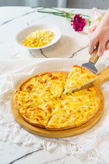 Pizza on a simple background