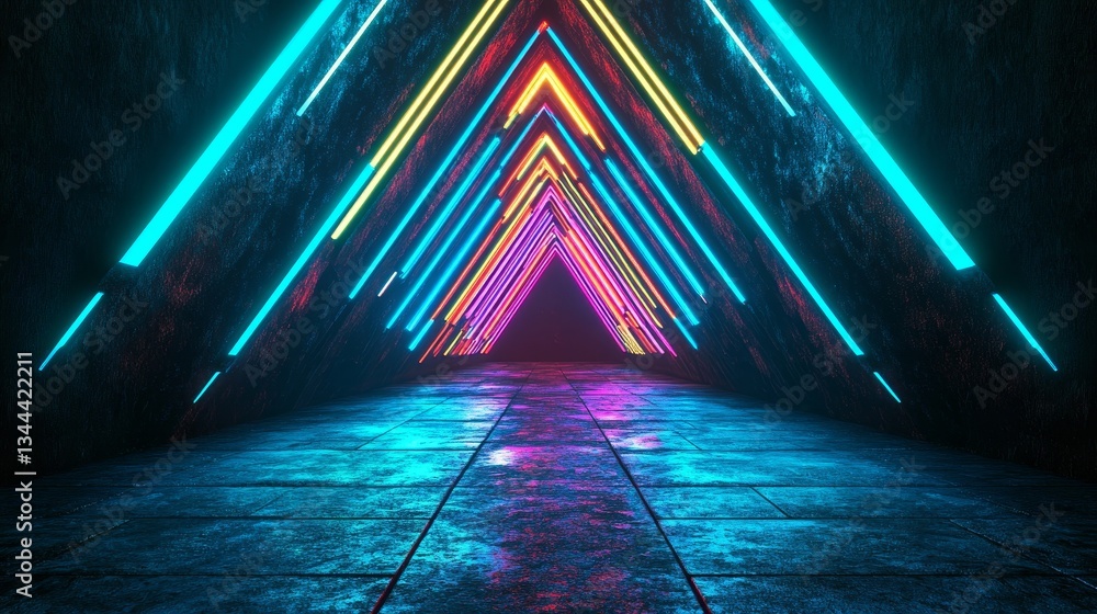 Poster blue tech background featuring stock, illustrating quantum computing concept in 3d render