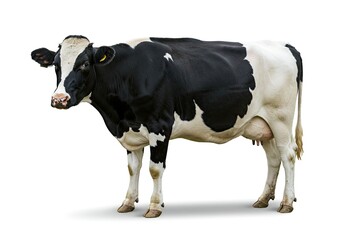 Holstein Cow Isolated on White Background: A Striking Portrait of a Dairy Cow
