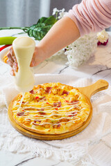 Pizza on a simple background