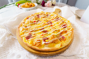Pizza on a simple background