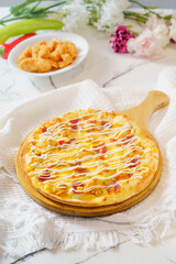 Pizza on a simple background