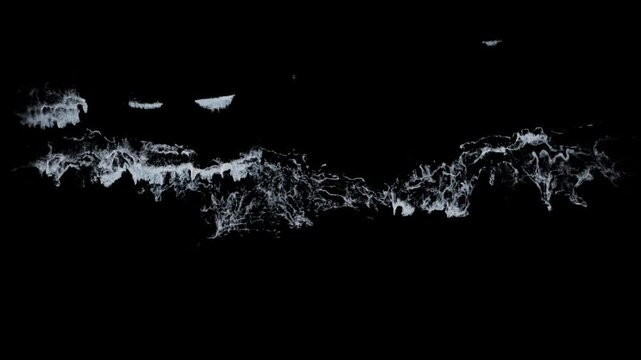 seafoam texture isolated on black with alpha, seamless loop of a sea white foam for compositing of rolling waves