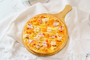 Pizza on a simple background