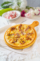 Pizza on a simple background