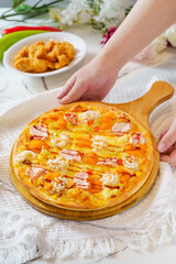Pizza on a simple background