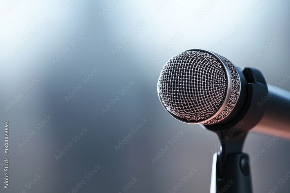 Aufkleber capture close-up image of sleek studio microphone against softly blurred backdrop highlighting its f