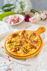 Pizza on a simple background