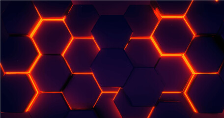Abstract background hexagon pattern with glowing lights
