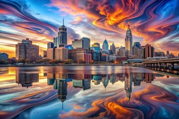 Obraz premium Surreal Philadelphia Skyline: Dreamlike Cityscape at Dusk