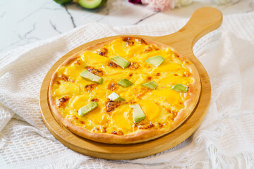 Pizza on a simple background
