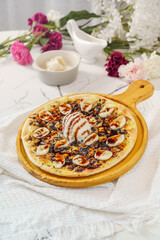 Pizza on a simple background