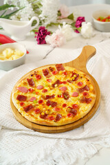 Pizza on a simple background