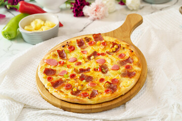 Pizza on a simple background