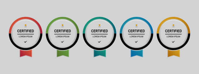 Set certificate badge circle or rounded template vector editable