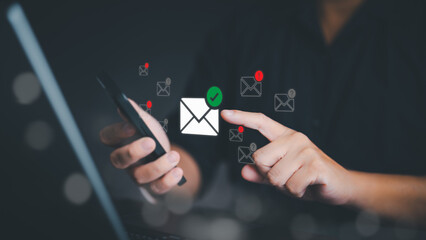 Cybersecurity awareness and email safety checks, protection data from spam virus by notification in...