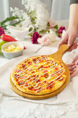Pizza on a simple background