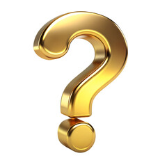 Golden question mark isolated on transparent background