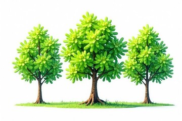 Obraz premium Three isolated branches of willow on a white surface, tree,