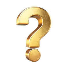 Golden question mark isolated on transparent background