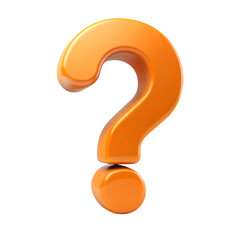 Orange question mark isolated on transparent background