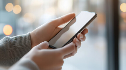 Hand Holding Smartphone with Sanctions News Alert Notification
