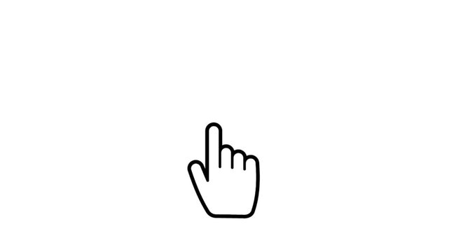 Computer mouse cursor. Clicking cursor, pointing hand animation 
