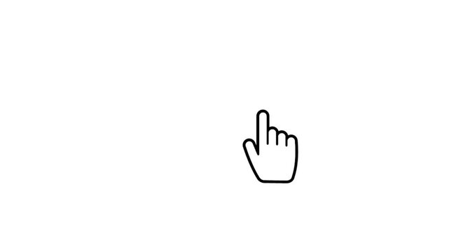 Computer mouse click cursor. Clicking cursor, pointing hand 2d animation 