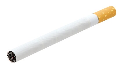 A cigarette that has been extinguished, against a white background
