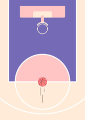A Basketball Bouncing Towards the Hoop on a Dreamy Pastel Court