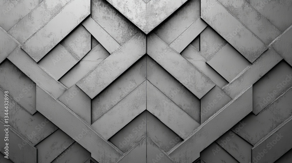 Poster a 3d wall is created using herringbone tiles, with a polished concrete block background that gives a