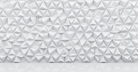 Fototapeta premium Polished, Semigloss Wall background with tiles. Triangular, tile Wallpaper with 3D,white. 3D Render