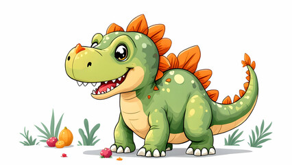 Fototapeta premium Cute cartoon dinosaur simple background for kids