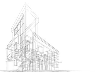 Fototapeta premium sketch of building 3d rendering