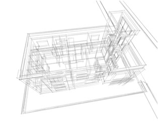 Fototapeta premium sketch of building 3d rendering