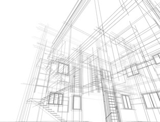 sketch of building	3d rendering