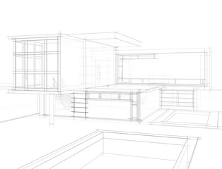 sketch of building	3d rendering