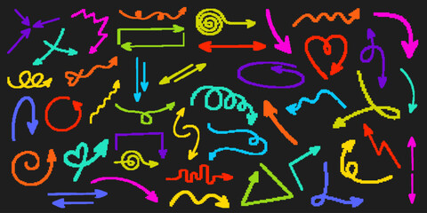 Hand Drawn Arrow. Vector Icons Set. Modern Simple Arrows. Vector Illustration EPS.
